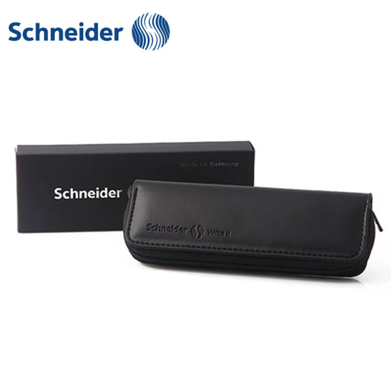 Schneider Черный Кожаный Футляр Чехол пенал школьные канцелярские принадлежности коробка