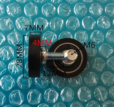 

Diameter:28mm M6X12MM 608 Rubber PU Pulley With Shaft Screw Guide Wheel