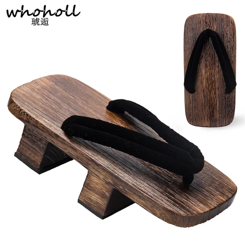 Whoholl Jiraiya Cosplay Japanese Kimono Geta Clogs Man Women Unisex Sandals Wooden Shoestwo-toothed High Cos Couple Shoes