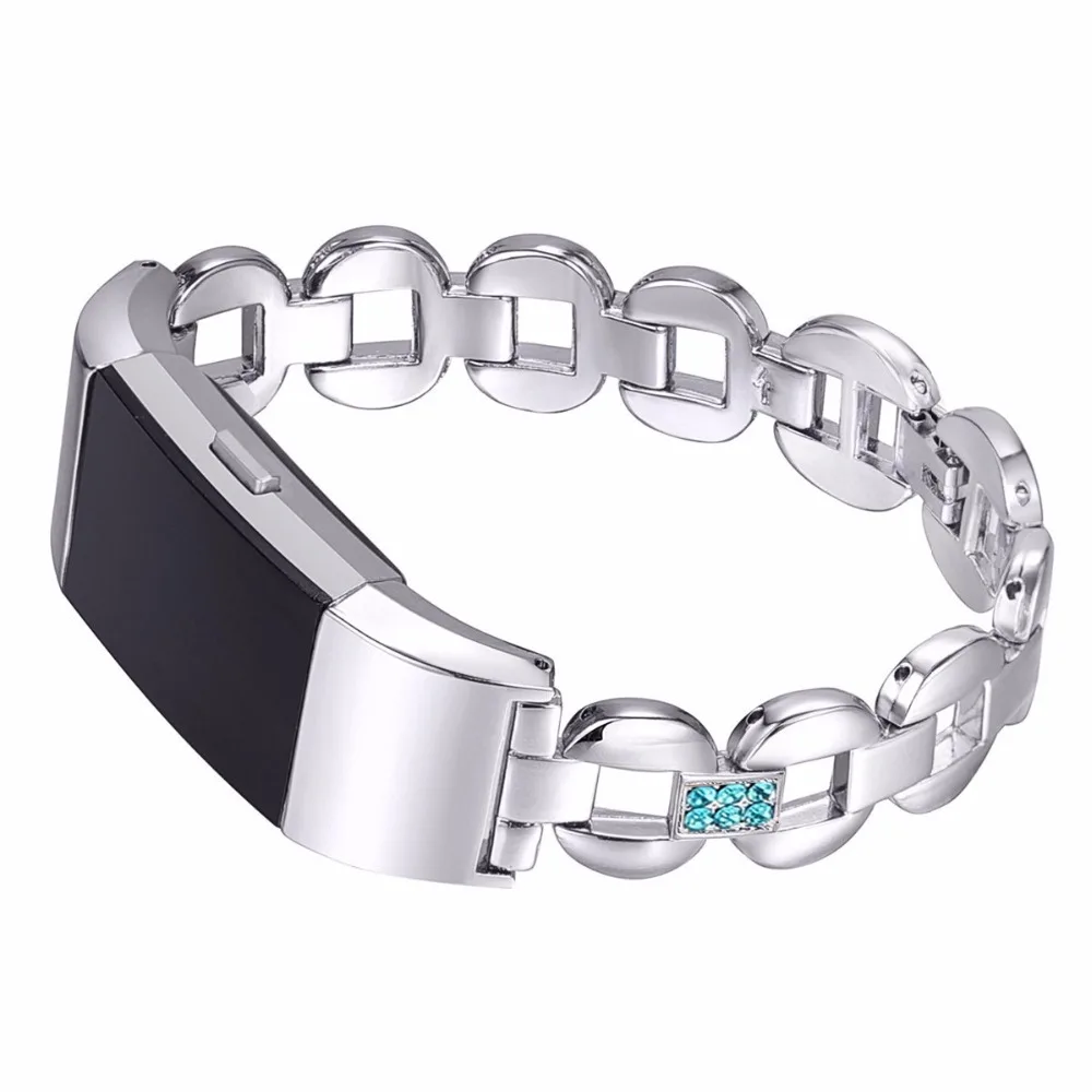 ZENHEO смотреть группа Кристалл Нержавеющая сталь ремешок для Fitbit заряд 2 Смарт-часы гибкий Регулируемый замена Браслет