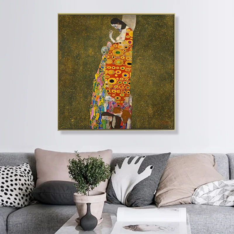Der Kuss Poster Klimt Style Canvas Painting Golden Wall Pictures For Living Room Nordic Decoration Kiss Classical Home Art | Дом и сад