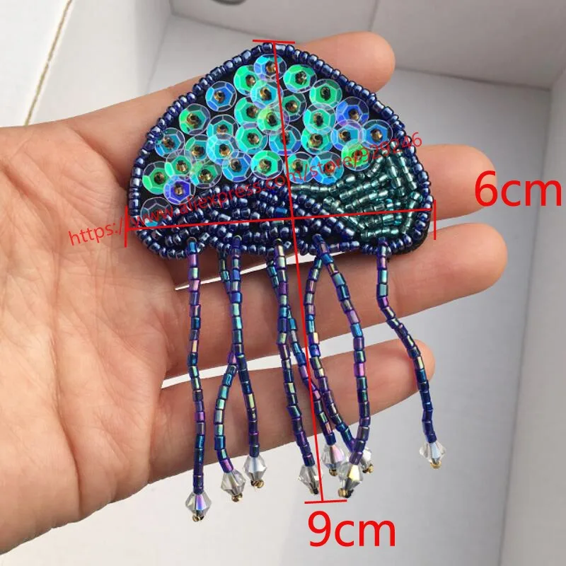 1 шт./лот нашивка из бисера ручной работы с блестками и кисточками в форме сердца