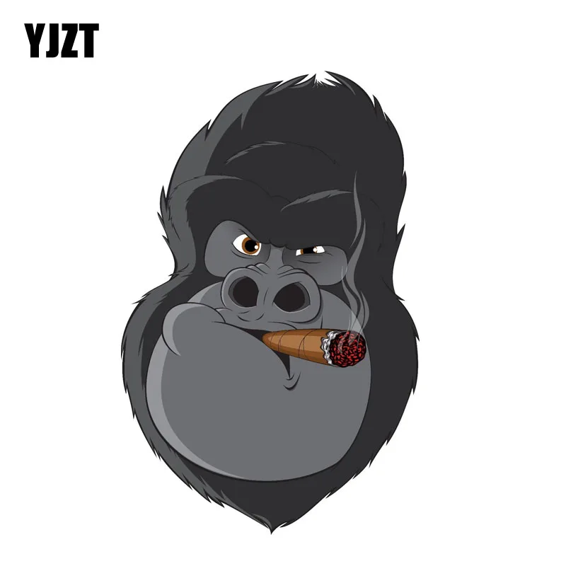 YJZT забавный мультфильм 9 7 см * 14 8 голова гориллы сигары мотоцикл наклейка