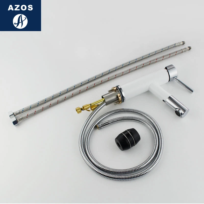 Azos смеситель для умывальника выдвижной умывальник латунный Белый Переключатель