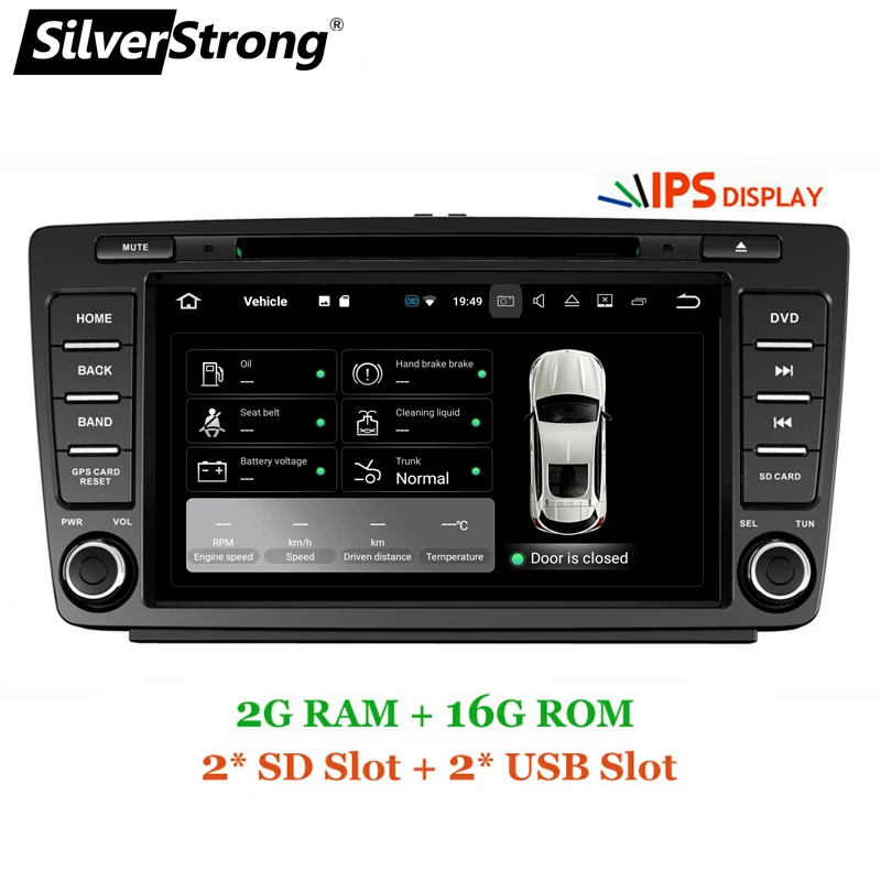 SilverStrong 2DIN Android9.0 4G два DIN 8 ядерный автомобильный DVD для Skoda Octavia2 Octavia A5 радио Bluetooth DAB+ опция TPMS DSP
