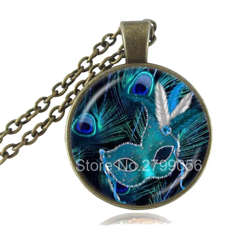 Маскарадная маска с павлиньим пером для вечеринки фото ожерелье модные