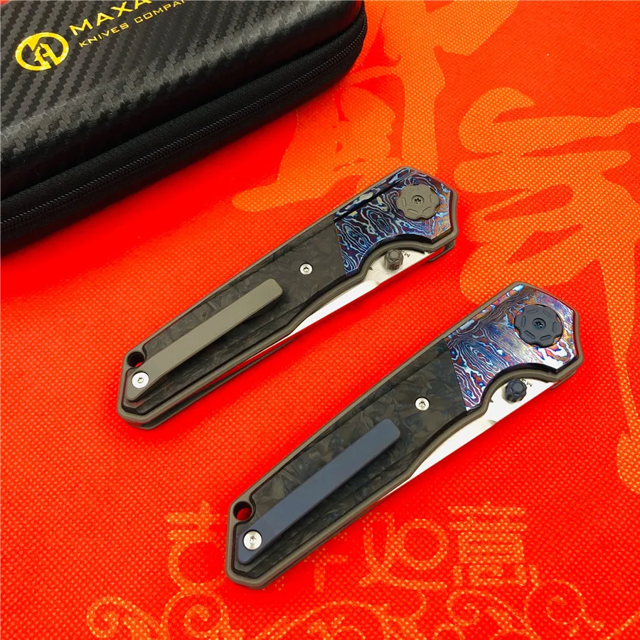 Maxace сковорода папка титановый сплав ручка M390 сталь Открытый Кемпинг Фрукты Охота тактический нож EDC инструменты