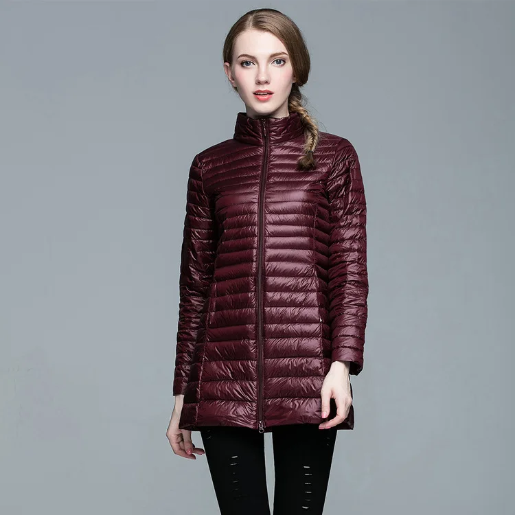 Женский зимний пуховик 90% белый утиный пух ультра легкое пальто Женское средней
