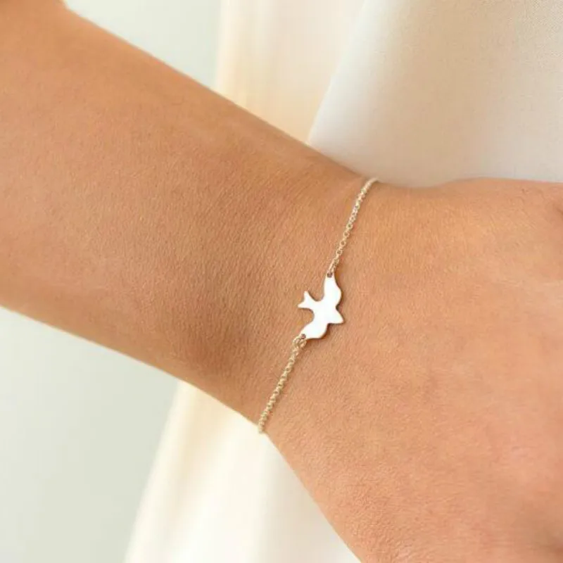 Модный позолоченный посеребренный браслет с птицами голубями Летающий