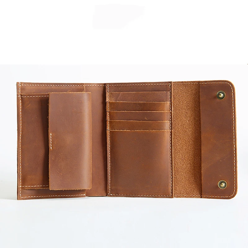 Мужской винтажный бумажник SIMLINE короткий кошелек из натуральной воловьей кожи с