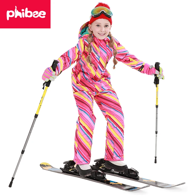 Бесплатная доставка Зима Детская верхняя одежда комплект ветрозащитный лыжный