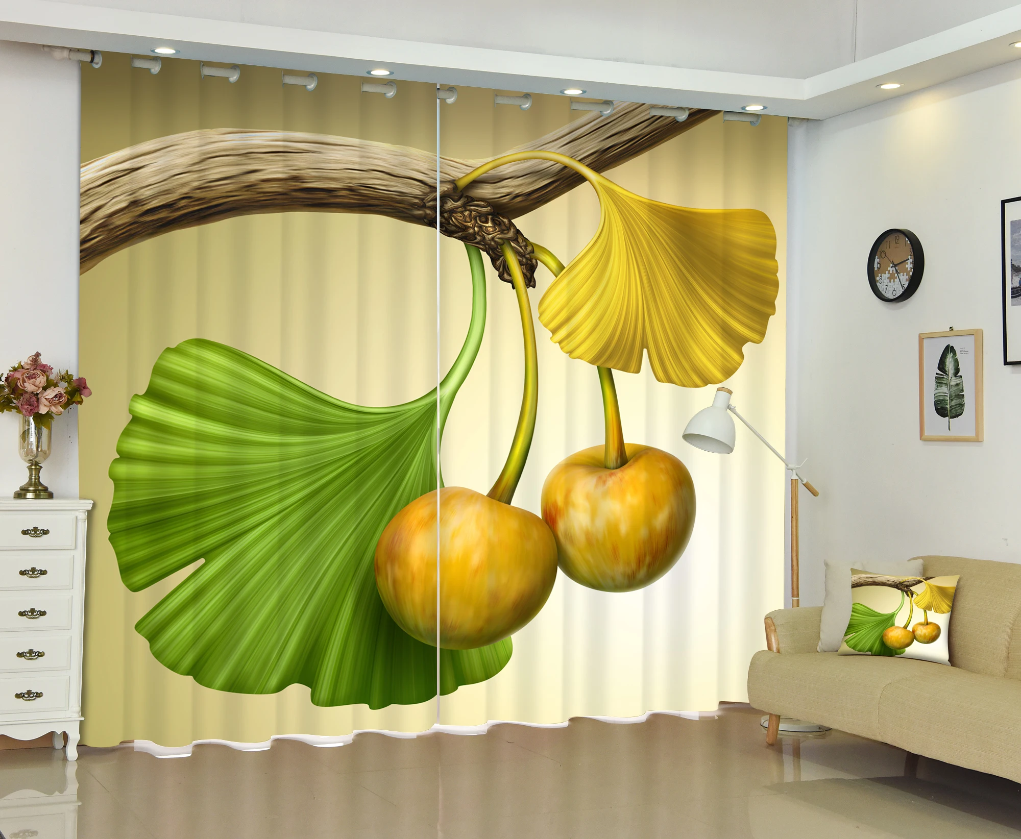 

3D Painting Fruit Tree Window Curtain With Fashion Style