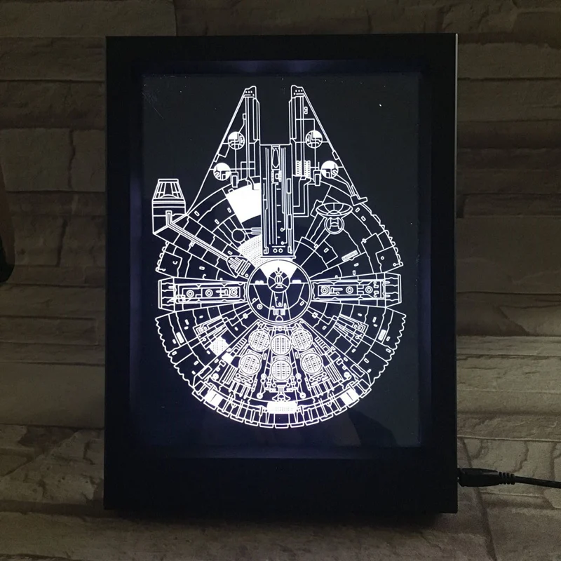 Цветной СВЕТОДИОДНЫЙ акриловый ночник Сокол Тысячелетия с USB-разъемом и пультом