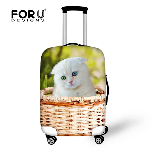 FORUDESIGNS 3D Белый Кот Животные Печатные Защитные чехлы для чемоданов Kawaii Кот багаж покрытие для сумки на колесах эластичный багажный чехол - Цвет: CA4955