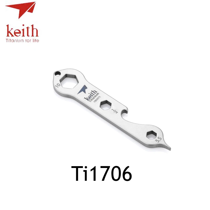Ti1706 Keith Pure titanium Шестигранная открывалка для бутылок в форме гаечного ключа гаечный ключ портативный походный многофункциональный EDC инструмент - Цвет: Ti1706