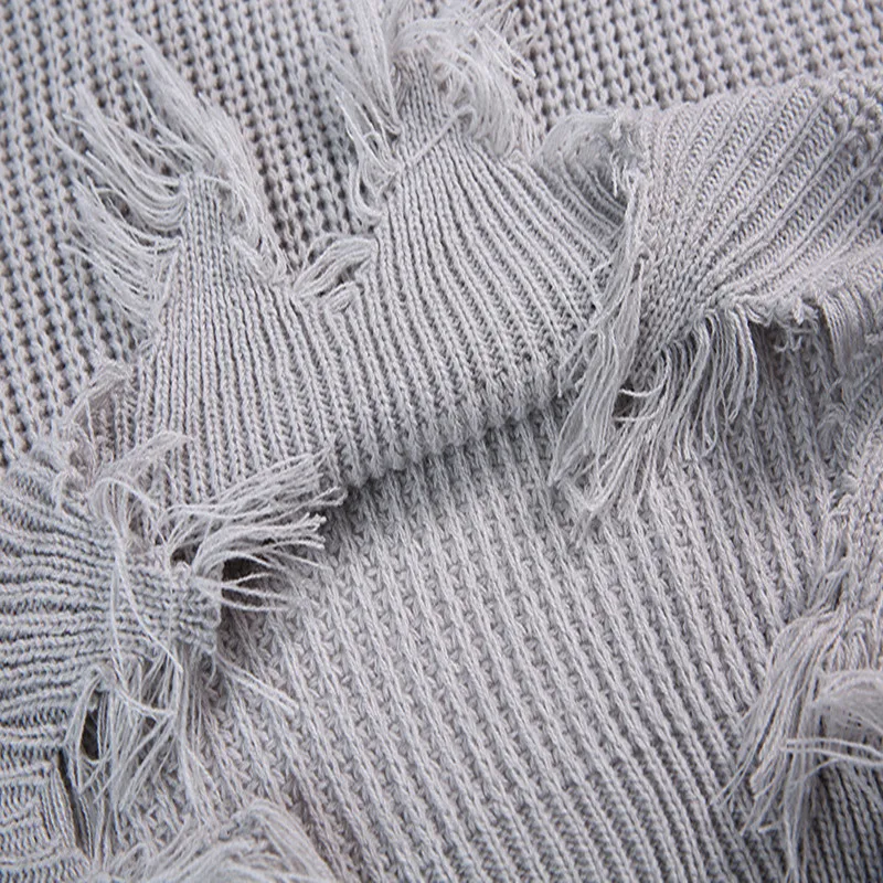 

New Spring Autumn Women Sweater Fashion Dew Back Deep V-Neck Sexy Tassel Burr Solid Knitted Sweater For Women Free Pullovers