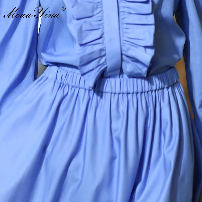 MoaaYina модный дизайнерский подиумный комплект летний женский гофрированный