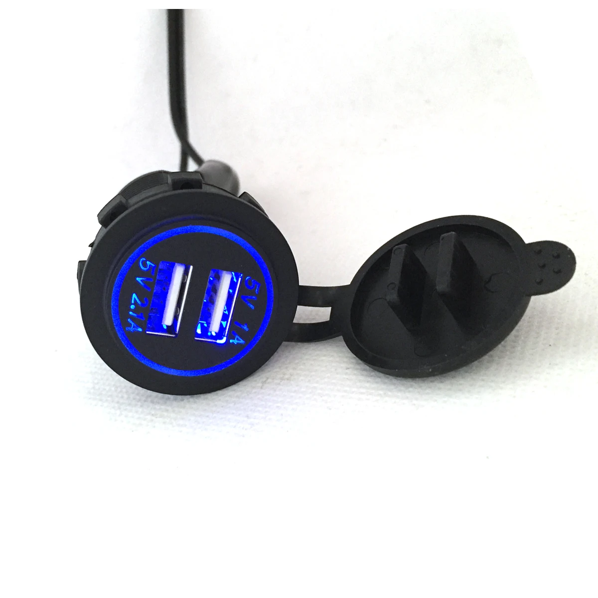Синий DIY 12 V-24 V устройство для автомобиля с двумя портами USB Зарядное устройство Мощность выход 1A& 2.1A зарядное устройство для Ipad Iphone автомобиль лодка морской мобильный светодиодный светильник синий и красный цвета, зеленого, оранжевого цвета - Название цвета: Синий