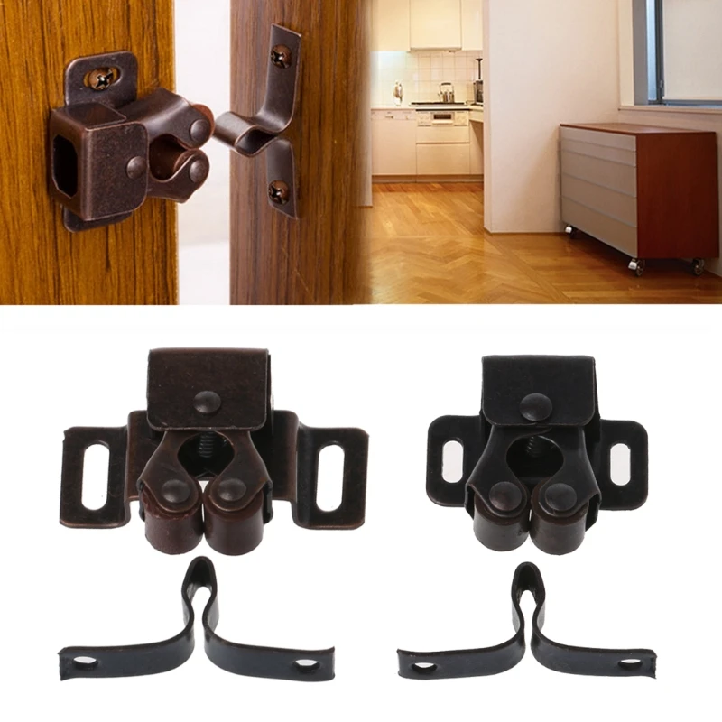 

1 PC Bronze Double Roller Catches Cupboard Cabinet Door Latch Hardware Door Clip