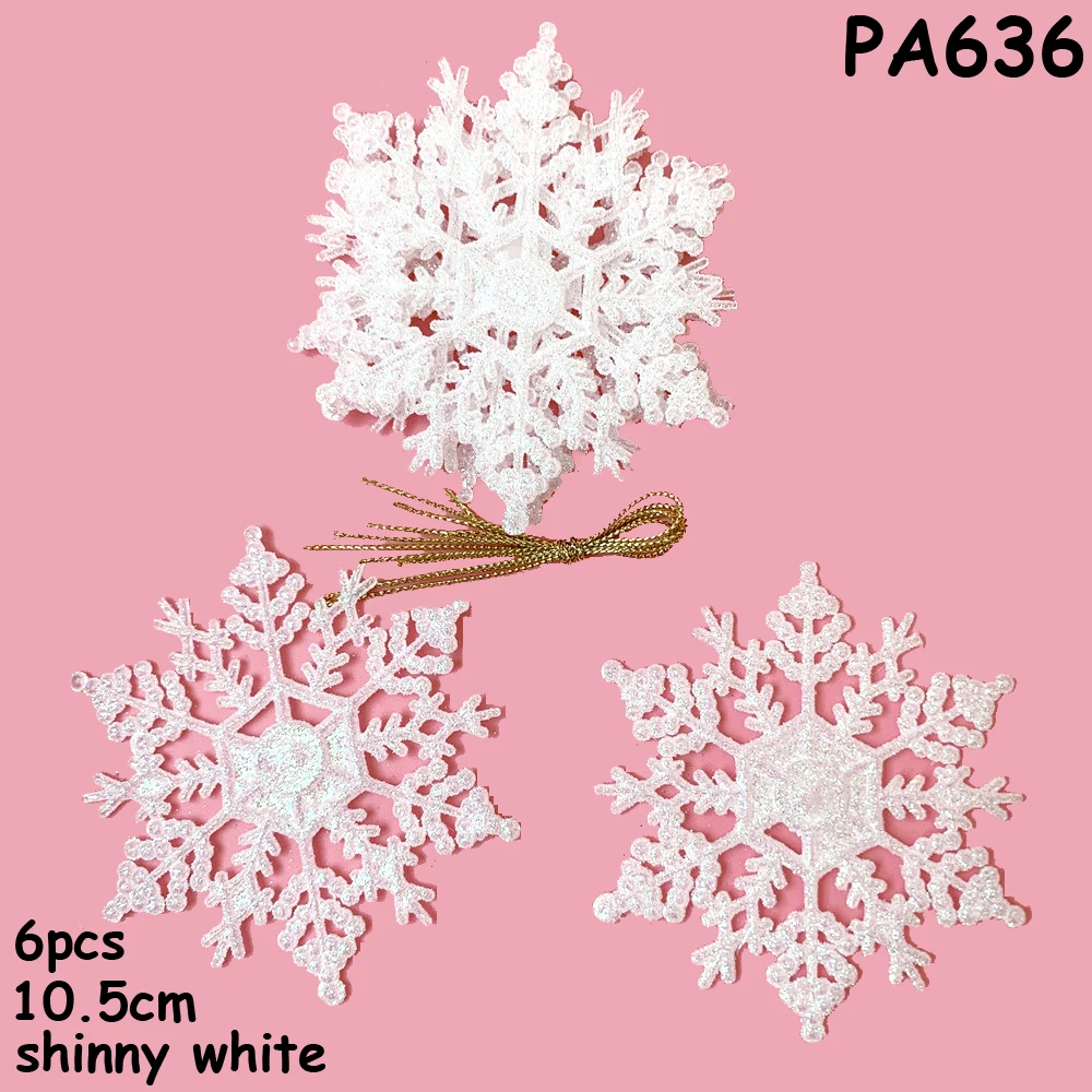PA636 Glitter white 6 шт./компл. к требованиям заказчика; сверкающие; блестящая Снежинка рождественские украшения для рождественской елки вешалка гирлянда делая рождественские украшения - Цвет: PA636 Glitter white