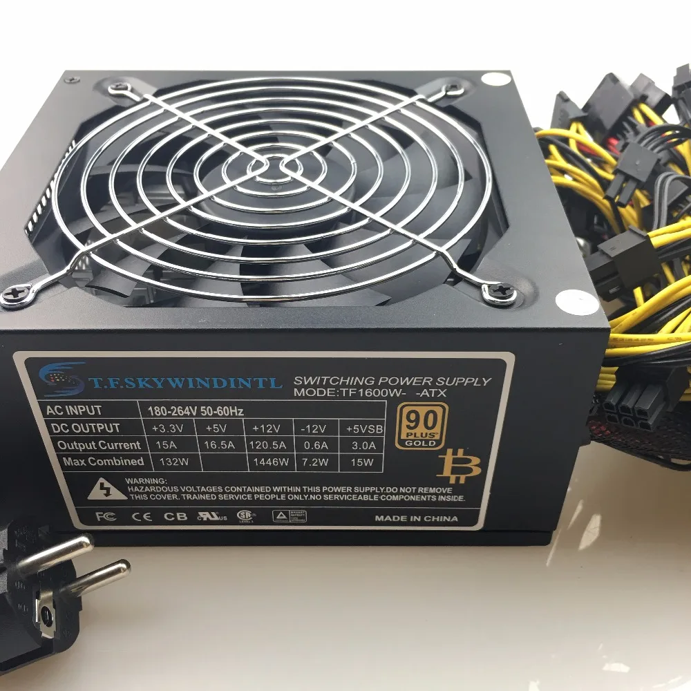 T.F.SKYWINDINTL блок питания 1600 Вт для майнинга gpu ATX 6 графическая карта 14 см antminer Fan BTC