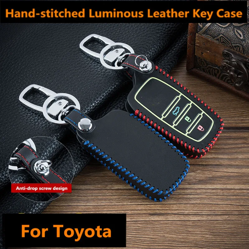 Светящийся кожаный чехол для автомобильного смарт-ключа Toyota Camry Coralla Crown RAV4 Highlander