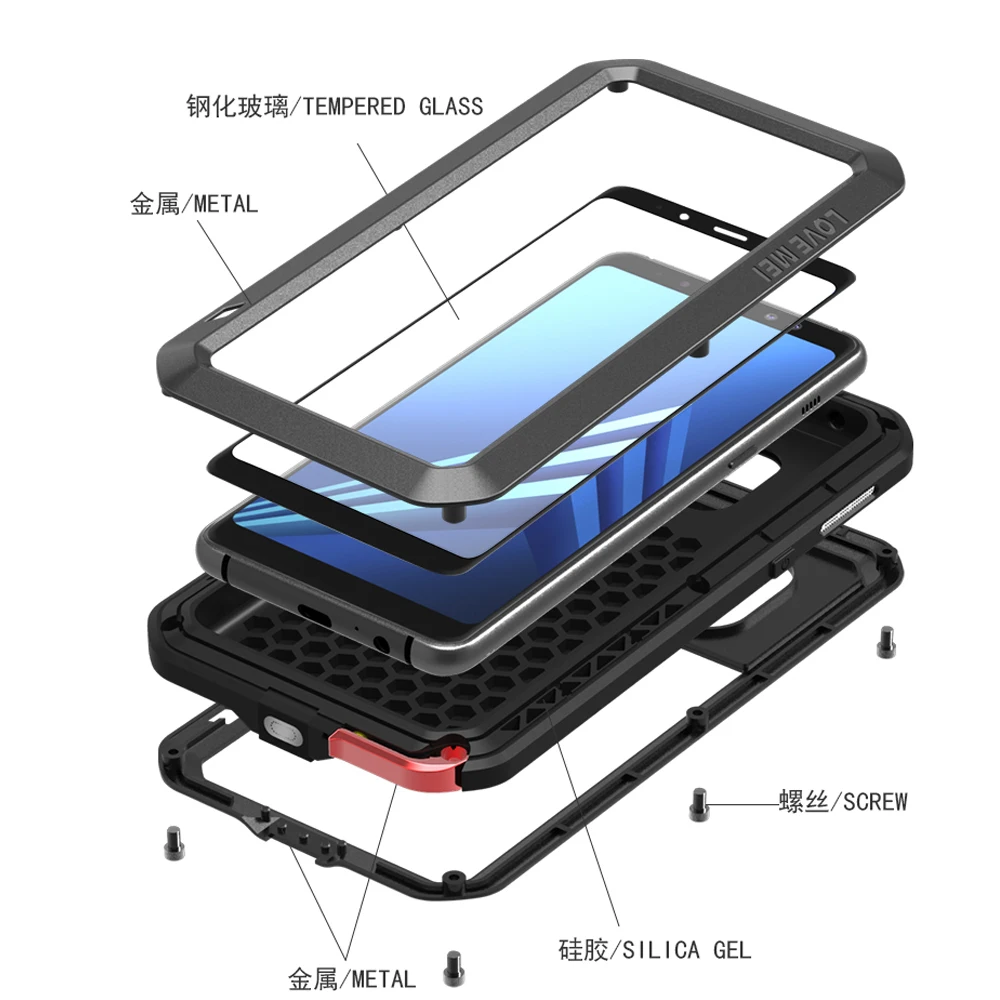 Love Mei Armor Case for Samsung Galaxy A8 Plus 2018 Shockproof Heavy Duty Waterproof Cover Hard Shell | Мобильные телефоны и