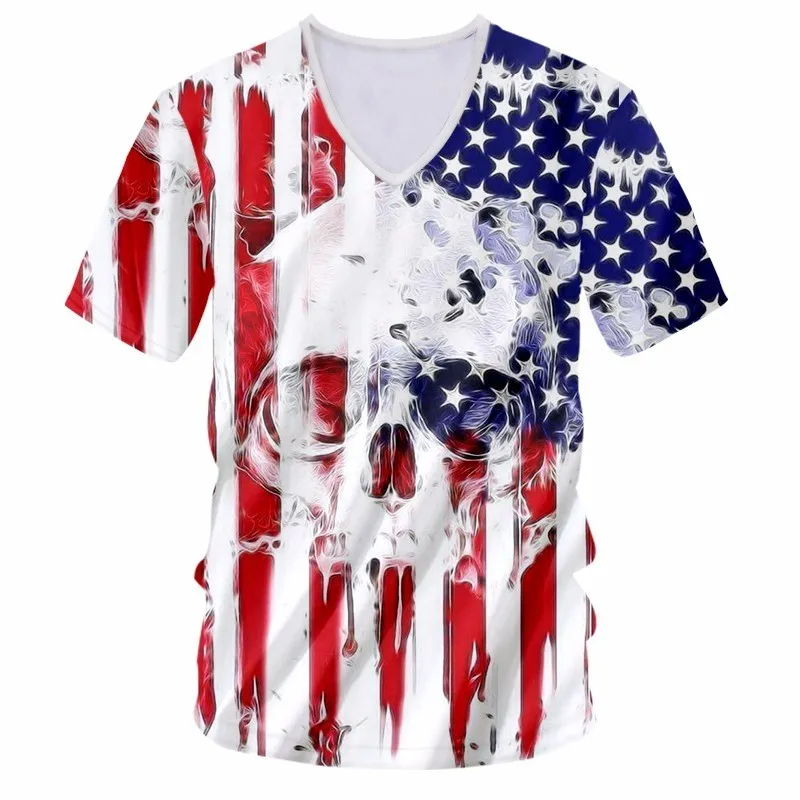 OGKB новая модная одежда мужская забавная крутая 3D печать Американский флаг череп