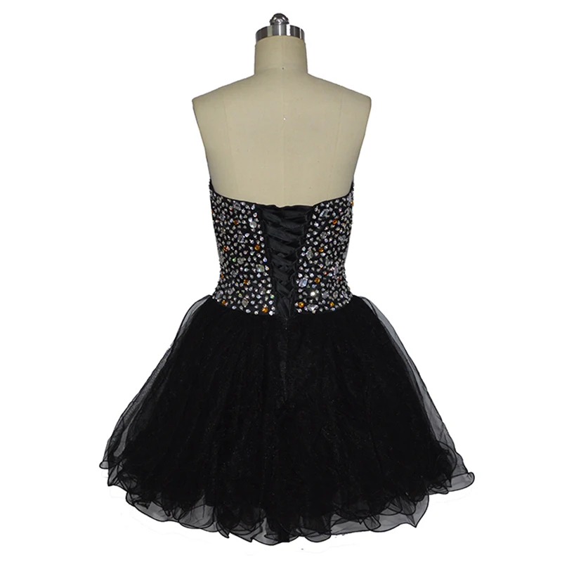 Real Photo A-line Sweetheart Tulle Black Beaded Lace Up Elegant Cocktail Party Mini Homecoming Gown Dresses | Свадьбы и торжества