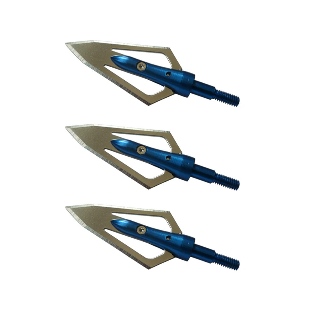 3 шт. голубые наконечники из нержавеющей стали 2 лезвия стрел 100 зерна для охоты на