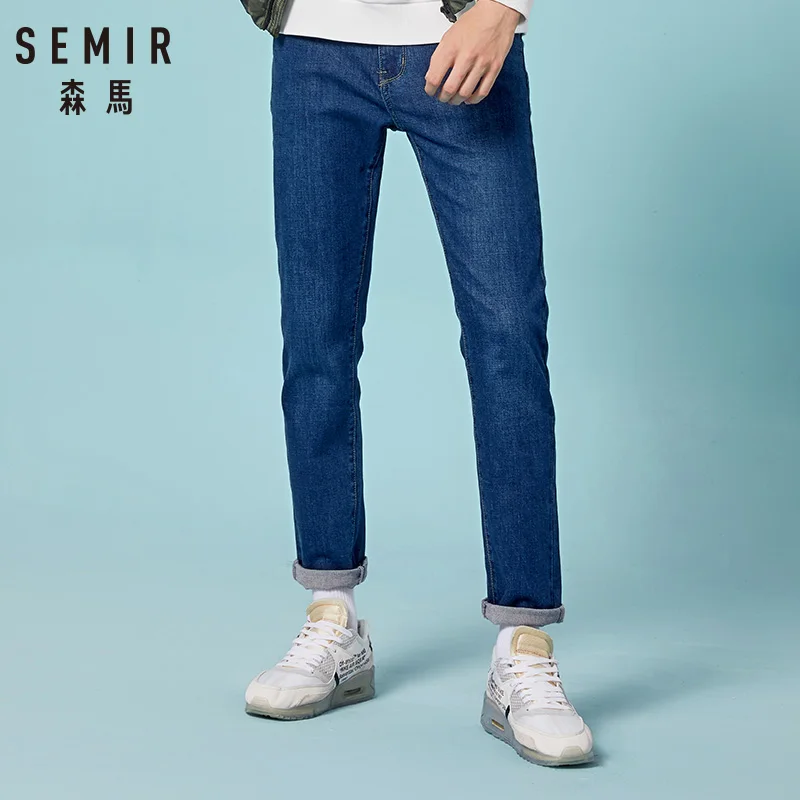 SEMIR 2019 джинсы мужские прямые синие тянущиеся джинсовые штаны большие размеры