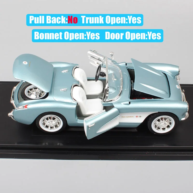 1/18 большой дорожный фирменный классический автомобиль Chevrolet Corvette 1957 Chevy vette металлические Литые и игрушечные машинки Миниатюрные модели автомобилей