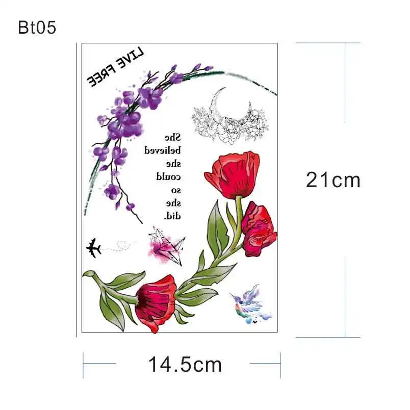 Временная татуировка с Гиацинтом цветочным узором 1 шт. BT05|temporary tattoo|pattern tattoosbody art |