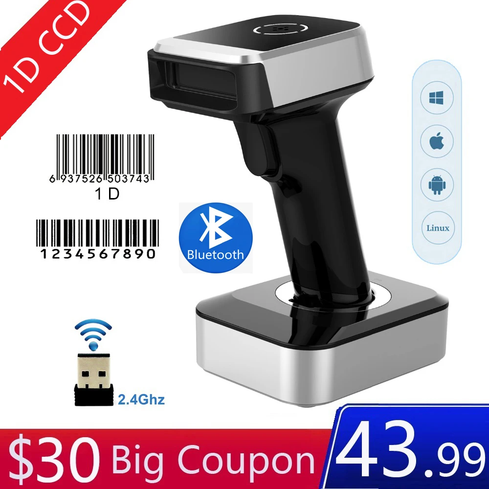 Symcode MJ1900 Bluetooth 2 4 ГГц беспроводной 1D сканер штрих кодов экран мобильный платеж