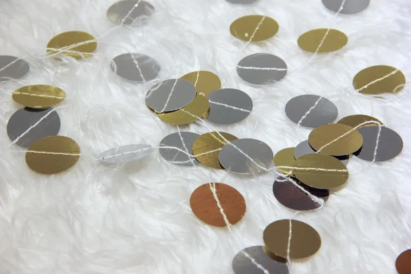 3 м длинные золотые серебряные точки бумага Круг гирлянда Гирлянда нить гирлянды