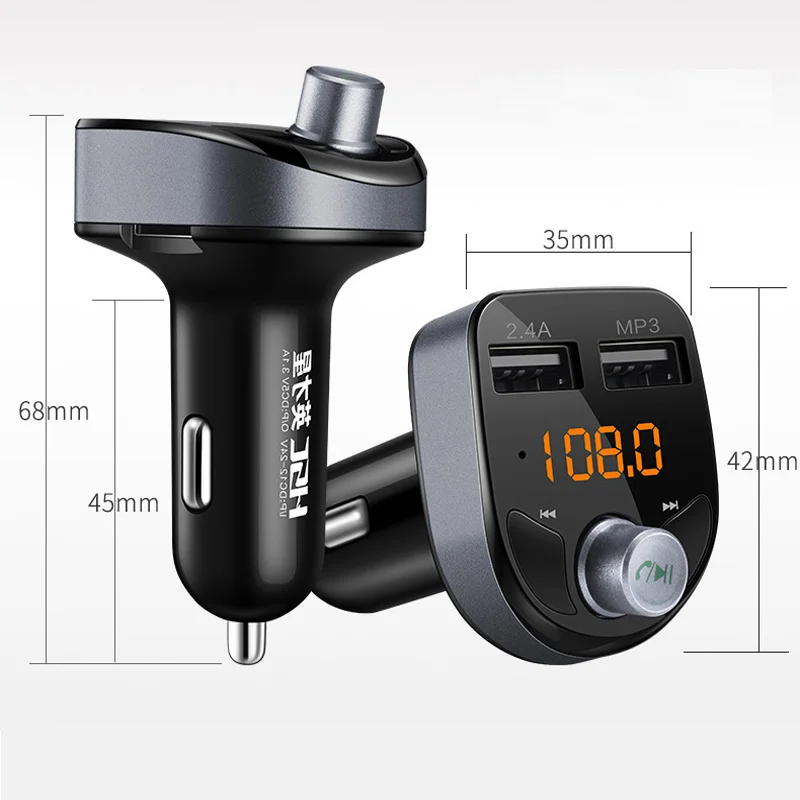 FM передатчик громкой связи bluetooth car kit MP3 плеер светодиодный Dual USB 3.1A автомобиля