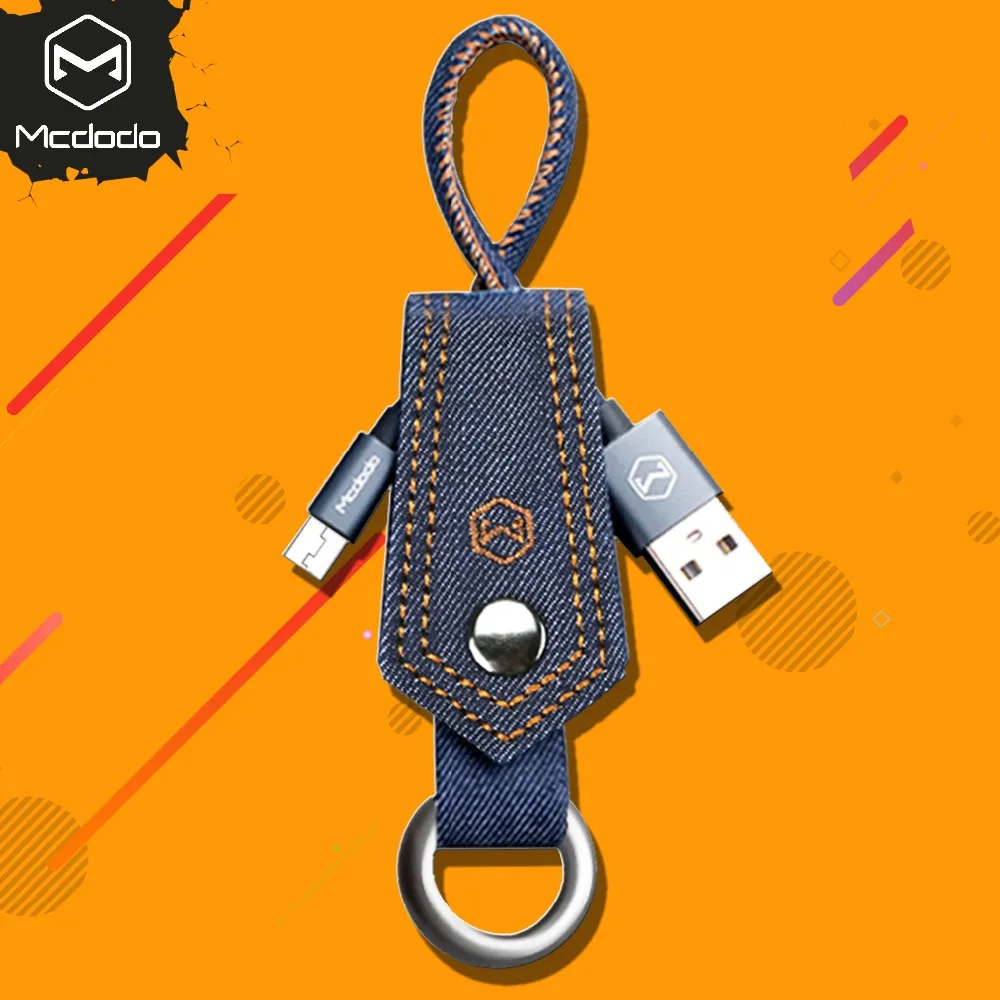 Кабель Micro USB Mcdodo 15 см 2 А быстрая зарядка джинсовый тканевый ключ для Samsung Xiaomi Sony