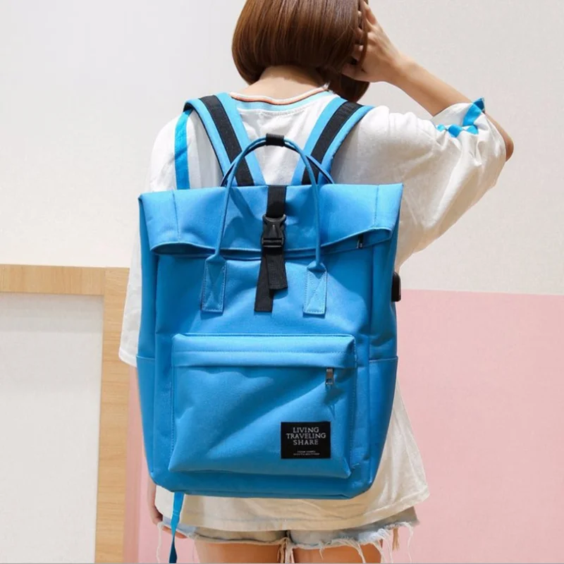 Рюкзак женский вместительный из парусины с usb зарядкой|mochila fashion|backpack fashionfashion backpack