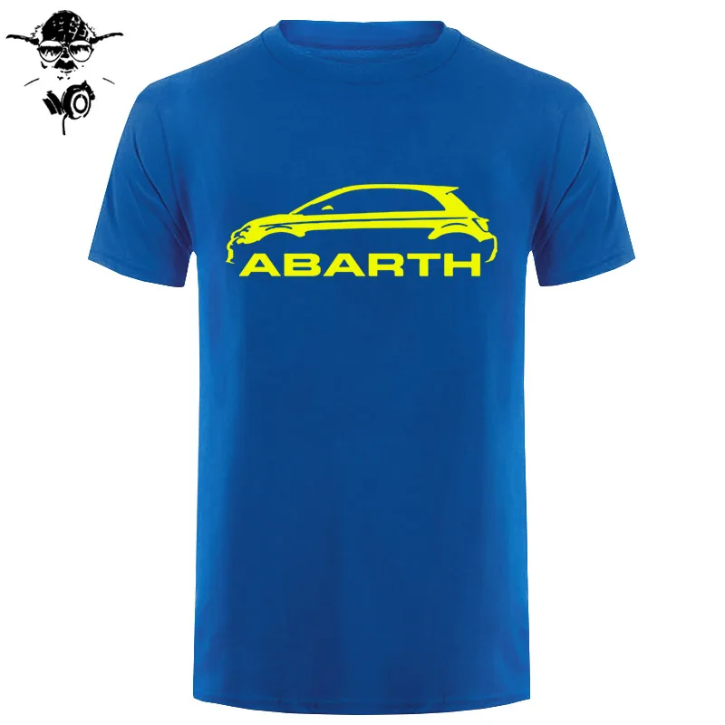 Мужская футболка Fiat 500 Abarth Classic Car s высокого качества с круглым вырезом s забавная футболка новинка футболка - Цвет: blue yellow