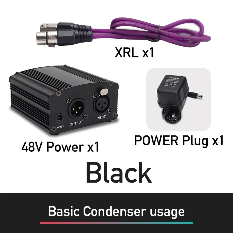 YUEPU RU-P48V 48В Питание для конденсаторный микрофон XRL разъем - Цвет: Black-For Basic