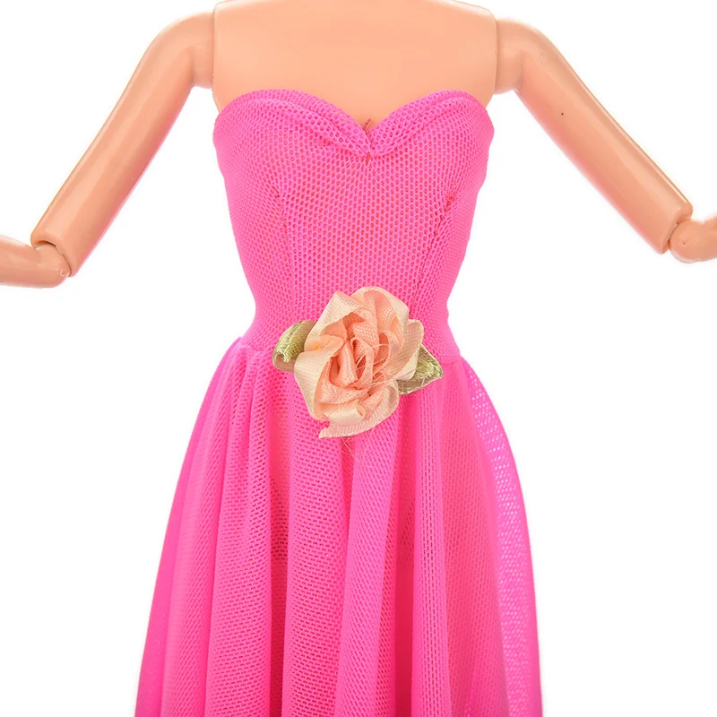 1 шт. Новое Розовое Макси платье ручной работы без бретелек Цветочное для кукол