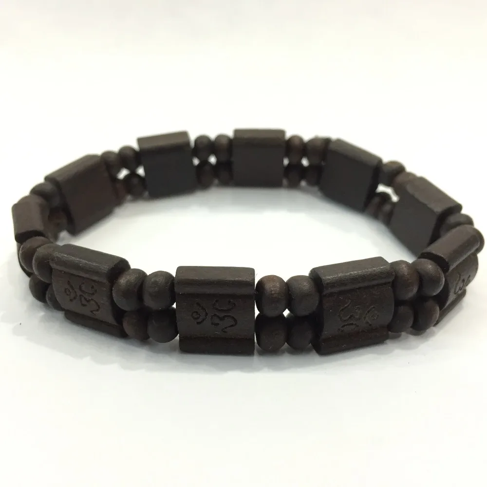 Квадратные молитвенные бусины натуральный браслет ручной работы Будды из дерева