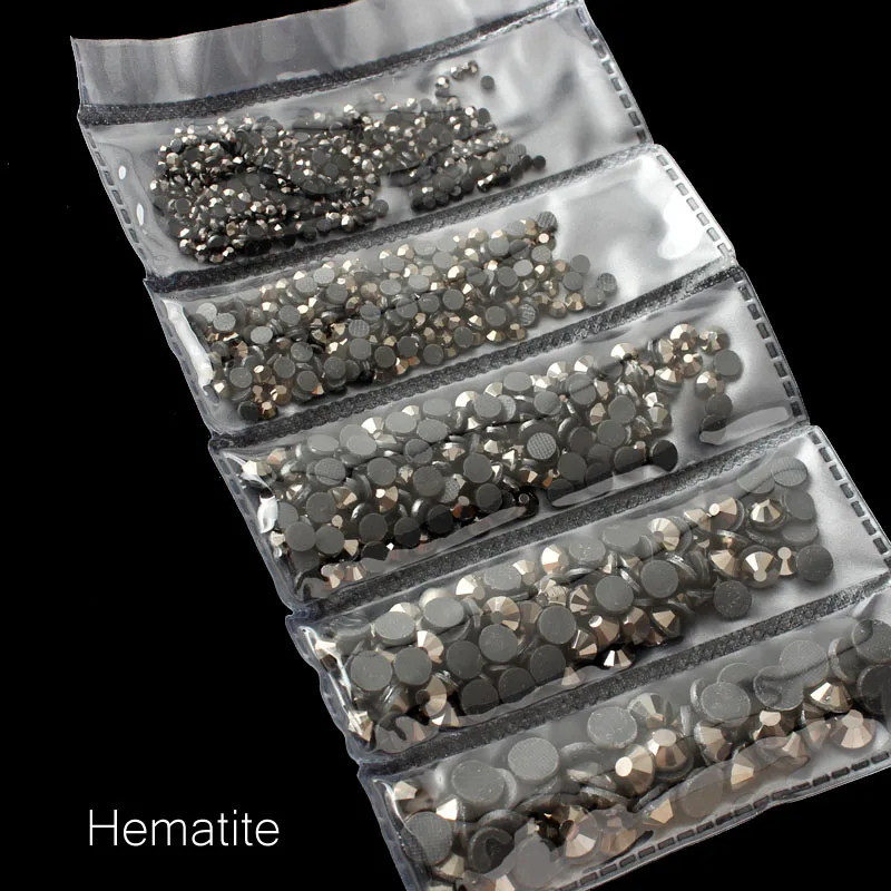 Hematite Новая распродажа, разноцветные стразы для горячей фиксации 1200 шт, хрустальные декоративные камни для одежды, орнамент - Цвет: Hematite