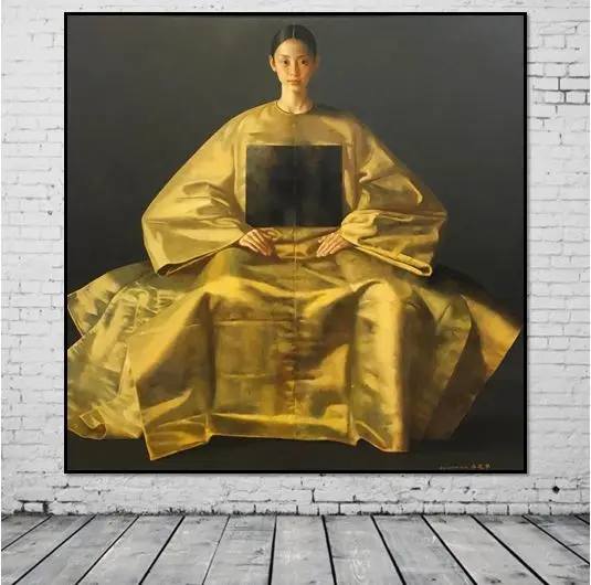 100% Hand Painted Painting On Canvas Famous Artist Lu Jianjun Elegant Woman Nice For Home Room Wall Decoration | Дом и сад