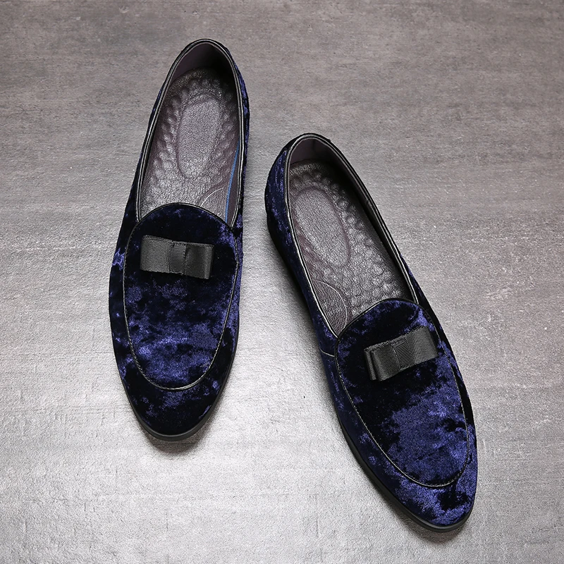 Yomior Flock Pointed Toe Men Leather Shoes New Dress Shoes Handmade Loafers Formal Shoes Business Suit Wedding Shoes Big Size
