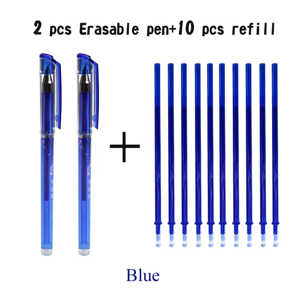 Blue 12 pcs 12 шт./лот стираемая ручка Penna Cancellabile Uitwisbare ручка Penne Cancellabili Stylo Effacable Refill Boligrafo Borrable ластик - Цвет: Blue 12 pcs