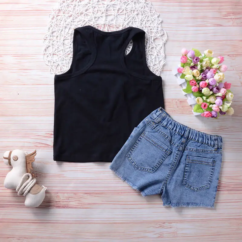 Летний комплект одежды для маленьких девочек жилет без рукавов + короткие