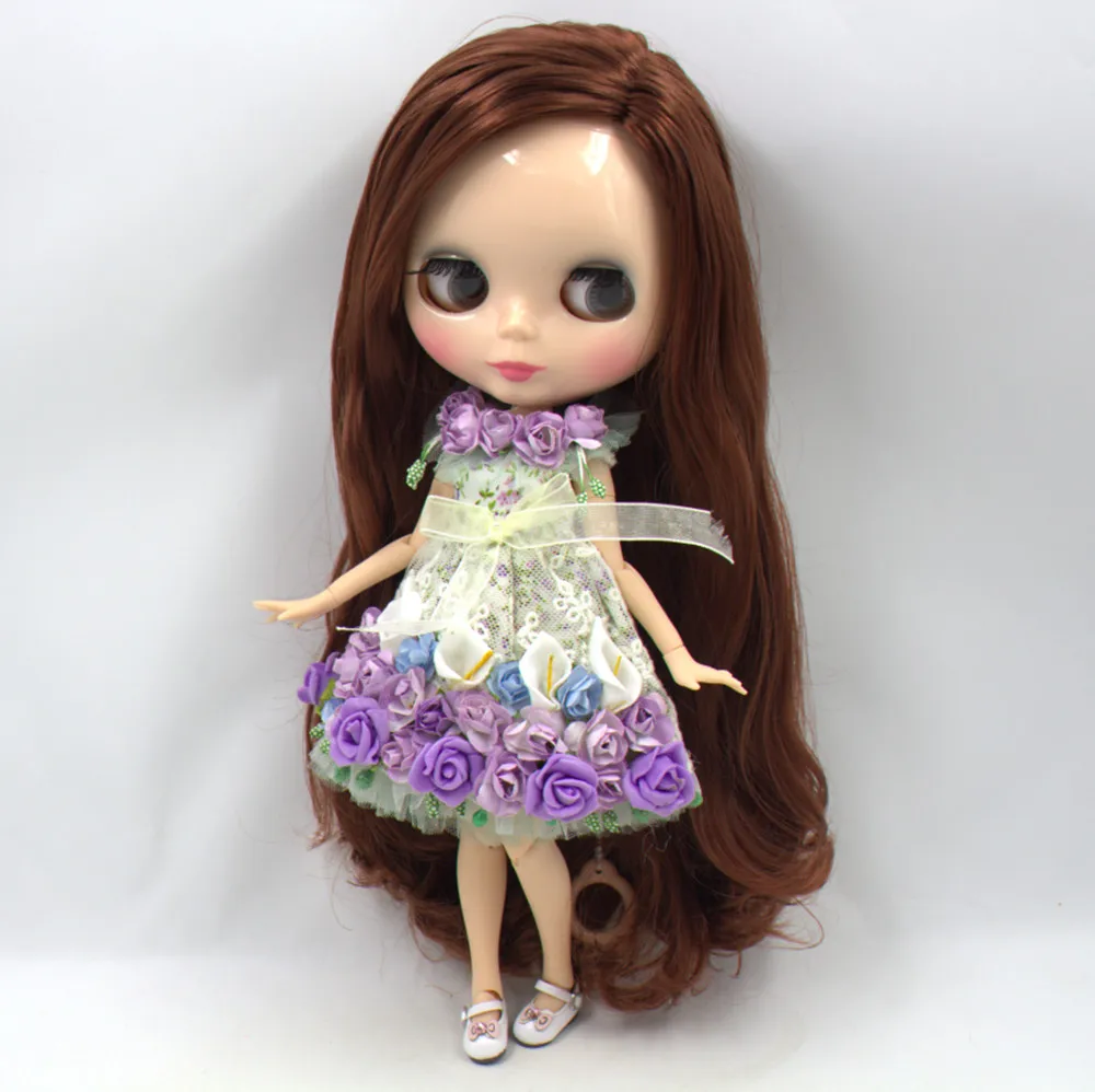 Наряды для куклы блайз фиолетовое платье с цветами костюм 1/6 azone BJD icy dbs | Игрушки и