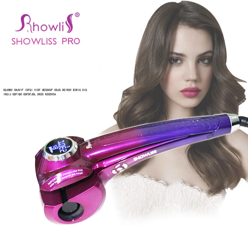 Мода Showliss Pro lcd щипцы для завивки волос с 2 бесплатными заколками стайлер автоматическая плойка фиолетовые щипцы для завивки волос универсальное напряжение