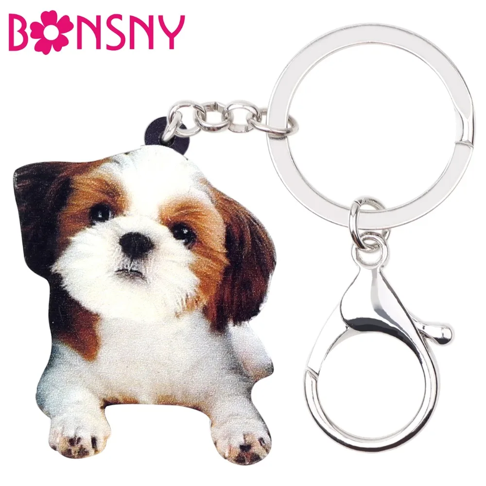 Акриловые милые китайские украшения Bonsny Shih Tzu в виде собаки|Брелоки| |